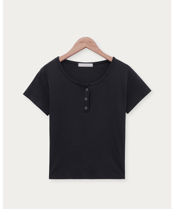 半袖Tシャツ ボタンコットンスパン半袖Tシャツ(5color)