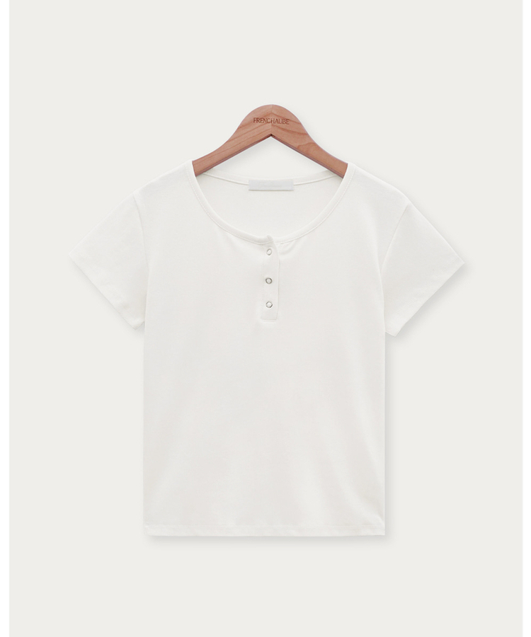 ボタンコットンスパン半袖Tシャツ(5color)