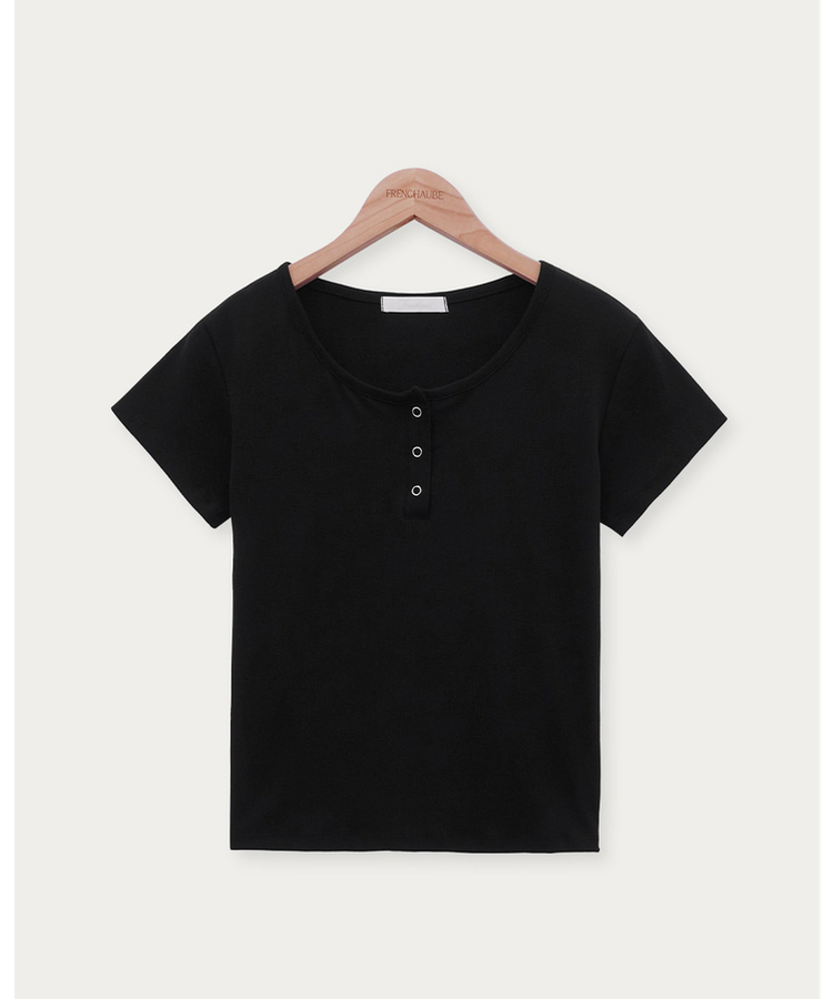 ボタンコットンスパン半袖Tシャツ(5color)