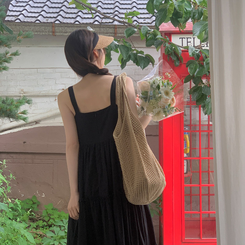 （ラブリー♥／下半身カバー／リゾートスタイル）ラビュミー リボン ティアード フレア ビスチェ ロングワンピース BLACK