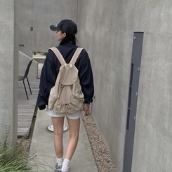バックバッグ・スクールバッグ ストリングポケットバックパック BEIGE