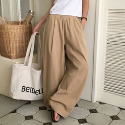 ワイド 【丈別】コットンピンタックパンツ BEIGE