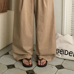 ワイド 【丈別】コットンピンタックパンツ BEIGE