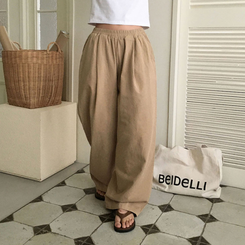 ワイド 【丈別】コットンピンタックパンツ BEIGE