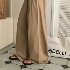 ワイド 【丈別】コットンピンタックパンツ BEIGE