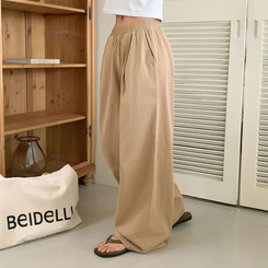 ワイド 【丈別】コットンピンタックパンツ BEIGE