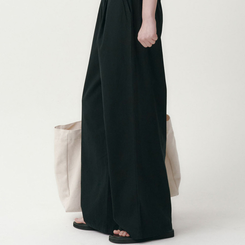 ワイド 【丈別】コットンピンタックパンツ BLACK