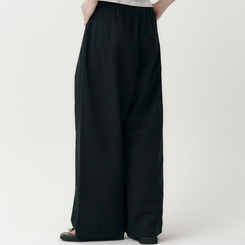 ワイド 【丈別】コットンピンタックパンツ BLACK