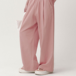 ワイド 【丈別】コットンピンタックパンツ PINK