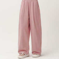 ワイド 【丈別】コットンピンタックパンツ PINK