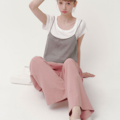 ワイド 【丈別】コットンピンタックパンツ PINK