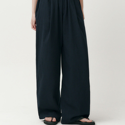 ワイド 【丈別】コットンピンタックパンツ NAVY