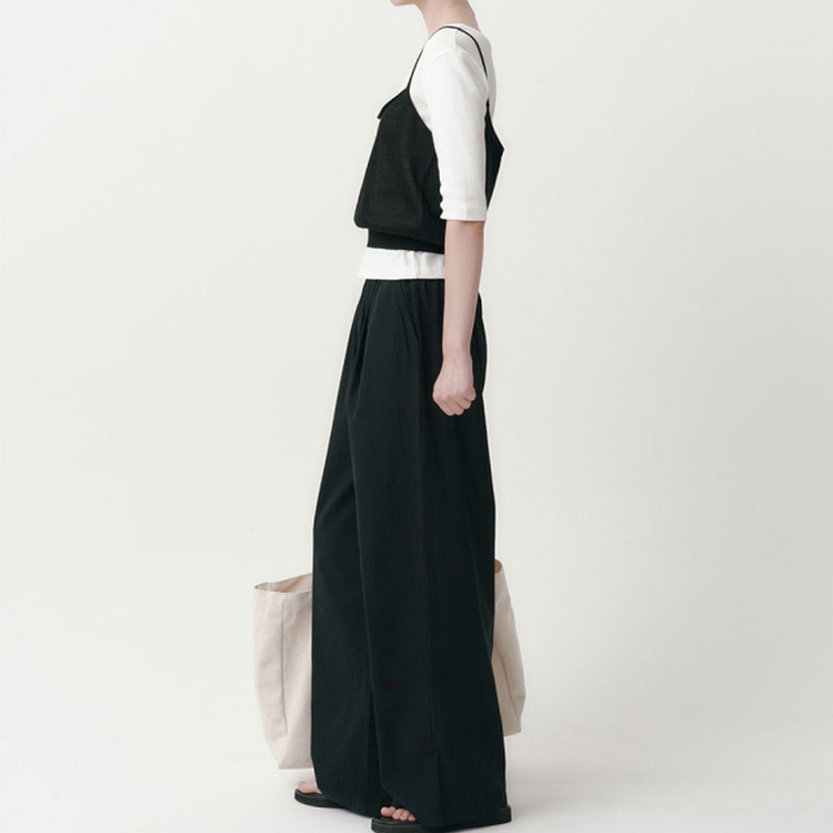 【丈別】コットンピンタックパンツ BLACK