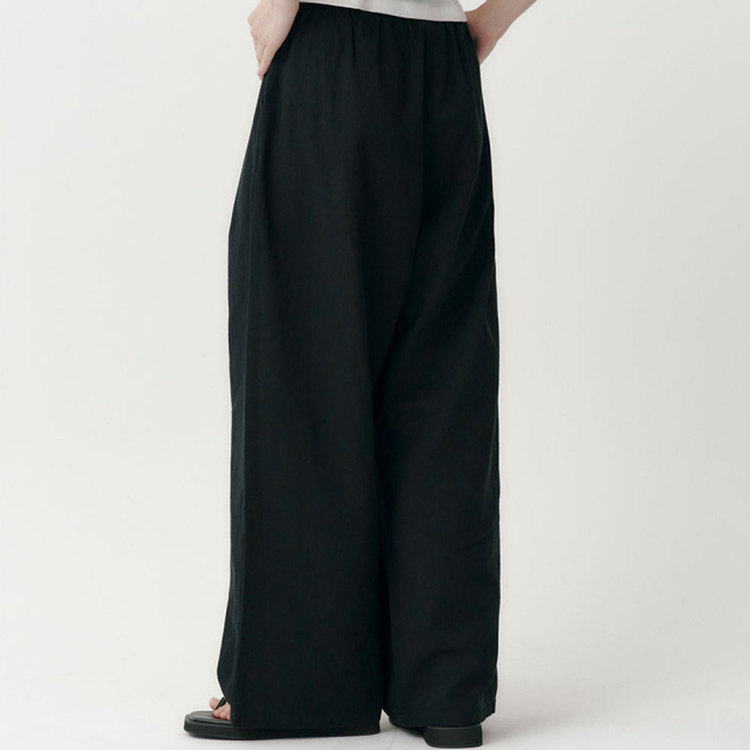 【丈別】コットンピンタックパンツ BLACK