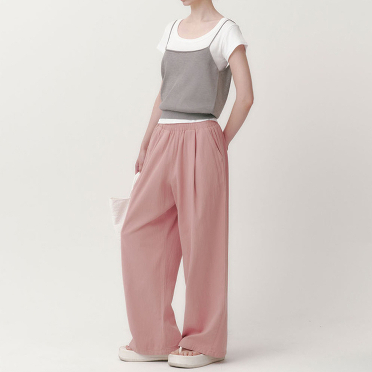 【丈別】コットンピンタックパンツ PINK