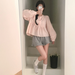 ブラウス ルーズフィットレースブラウス(5color) PINK
