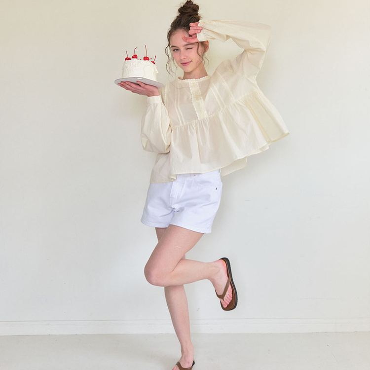 ルーズフィットレースブラウス(5color) CREAM