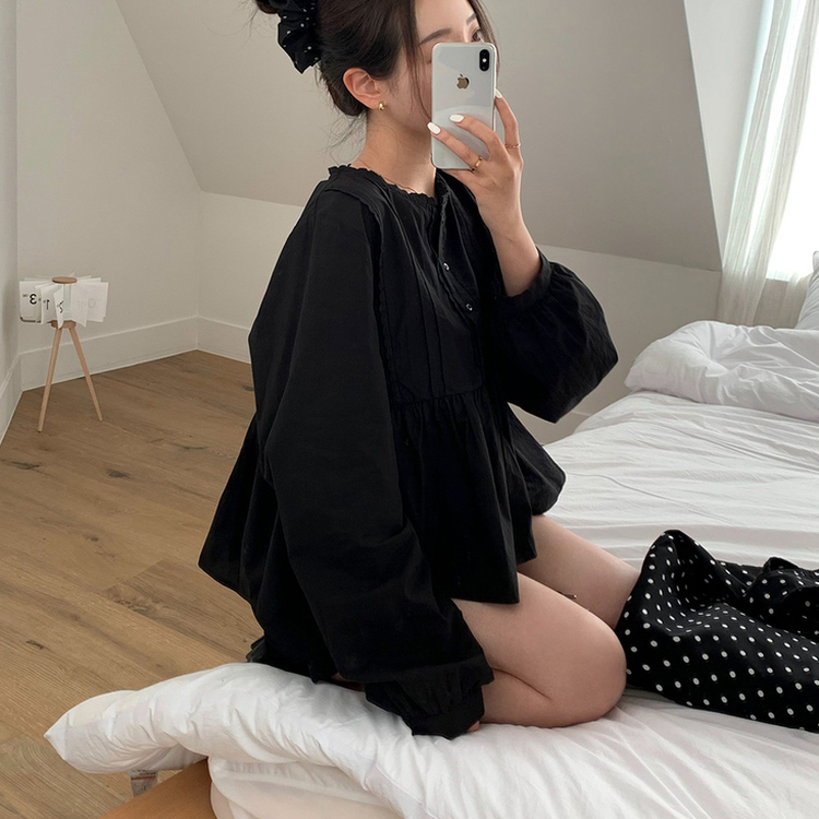 ルーズフィットレースブラウス(5color) BLACK