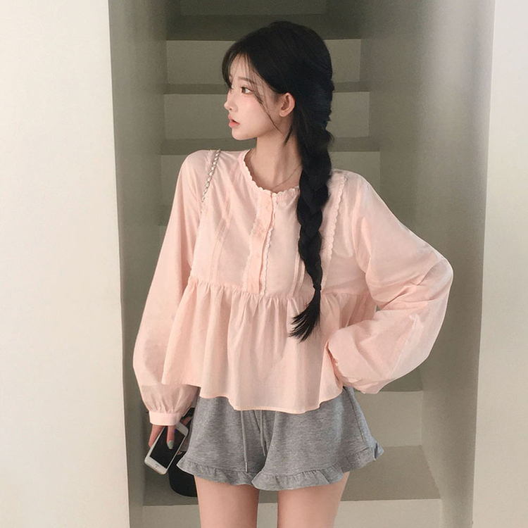 ルーズフィットレースブラウス(5color) PINK