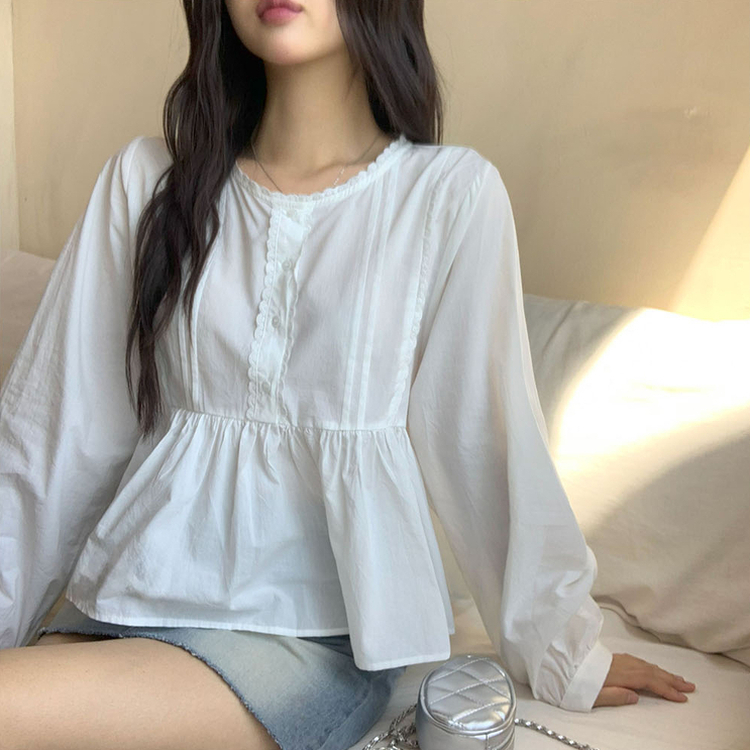 ルーズフィットレースブラウス(5color) WHITE