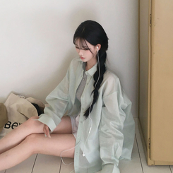シャツ ルーズフィットストライプシャツ MINT