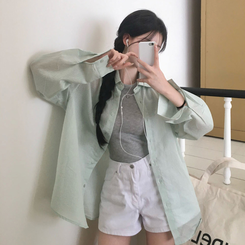 シャツ ルーズフィットストライプシャツ MINT