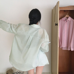 シャツ ルーズフィットストライプシャツ MINT