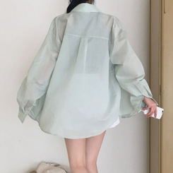 シャツ ルーズフィットストライプシャツ MINT