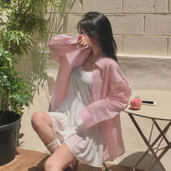 シャツ ルーズフィットストライプシャツ PINK