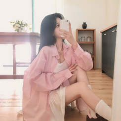 シャツ ルーズフィットストライプシャツ PINK