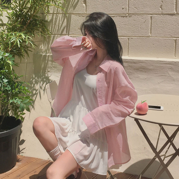 ルーズフィットストライプシャツ PINK