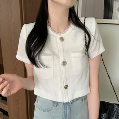 ジャケット ブルーミングツイード半袖ジャケット IVORY