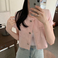 ジャケット ブルーミングツイード半袖ジャケット PINK