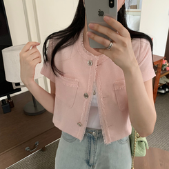 ジャケット ブルーミングツイード半袖ジャケット PINK