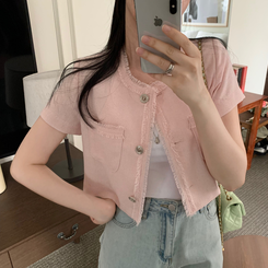 ジャケット ブルーミングツイード半袖ジャケット PINK