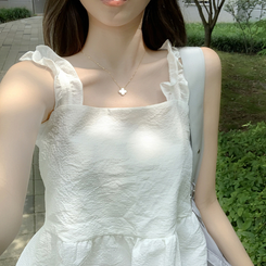 ノースリーブ フリルレイヤードキャミソール WHITE