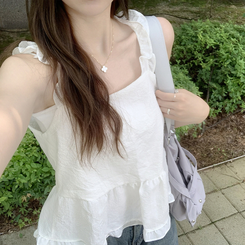 ノースリーブ フリルレイヤードキャミソール WHITE