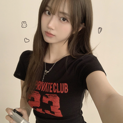 半袖Tシャツ ベーシックレタリングラウンド半袖Tシャツ BLACK