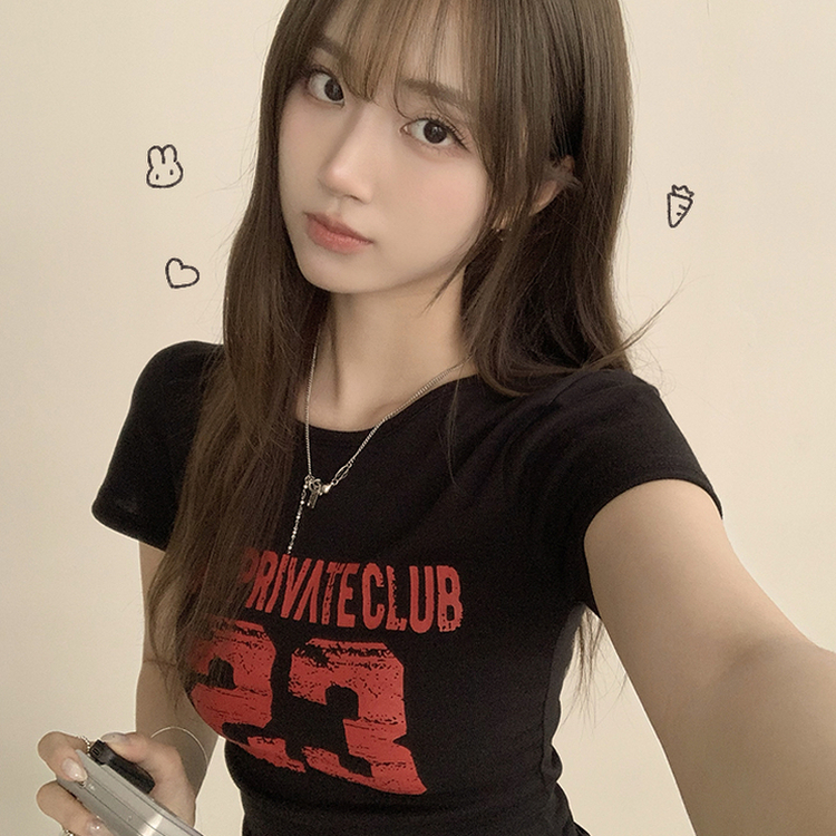 ベーシックレタリングラウンド半袖Tシャツ BLACK