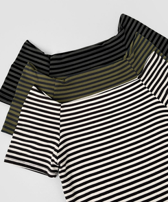 半袖Tシャツ ストライプオフショルダー半袖Tシャツ