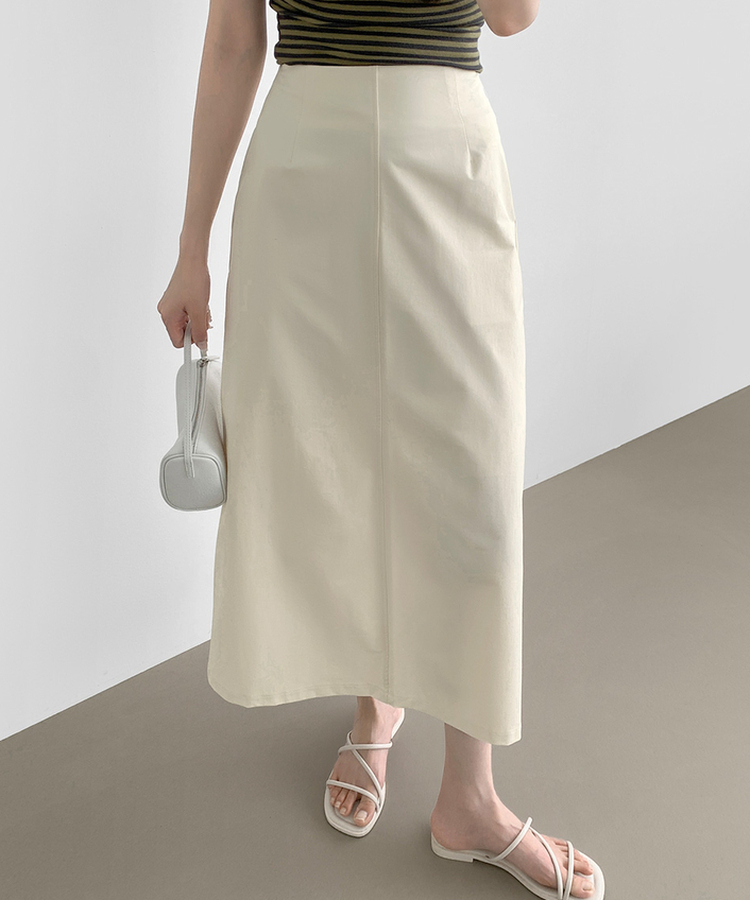 【丈別】バックスリットHラインロングスカート WHITE