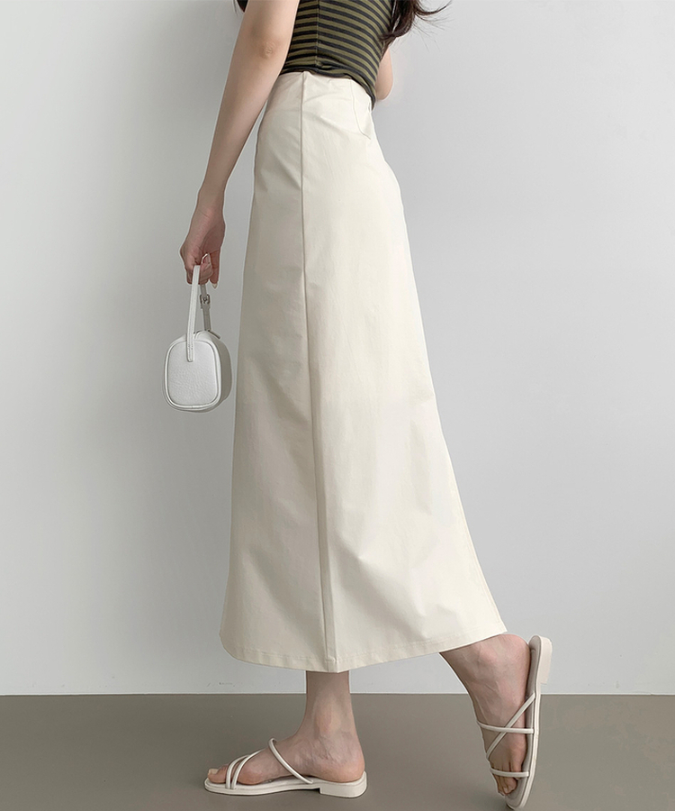 【丈別】バックスリットHラインロングスカート WHITE