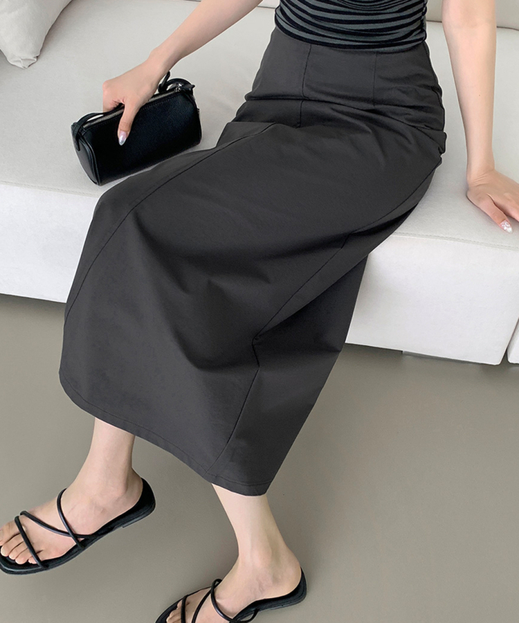 【丈別】バックスリットHラインロングスカート CHARCOAL