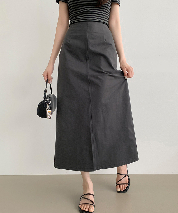 【丈別】バックスリットHラインロングスカート CHARCOAL