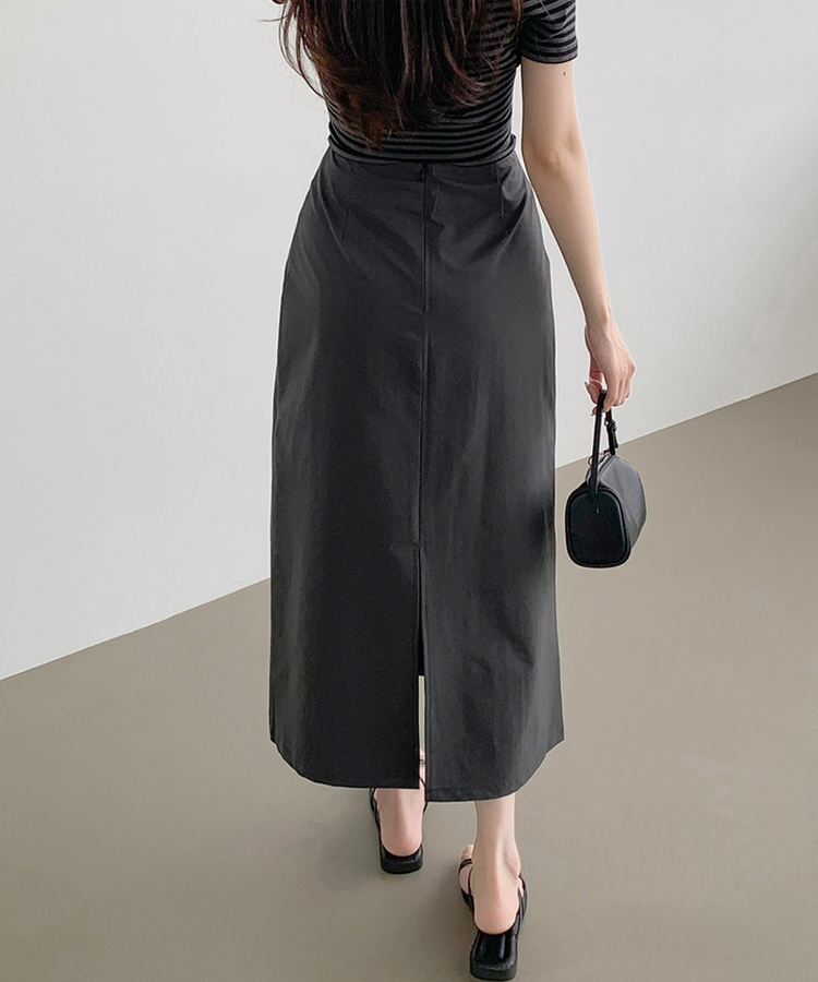 【丈別】バックスリットHラインロングスカート CHARCOAL