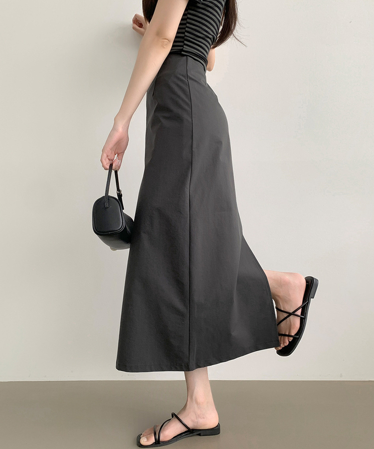 【丈別】バックスリットHラインロングスカート CHARCOAL