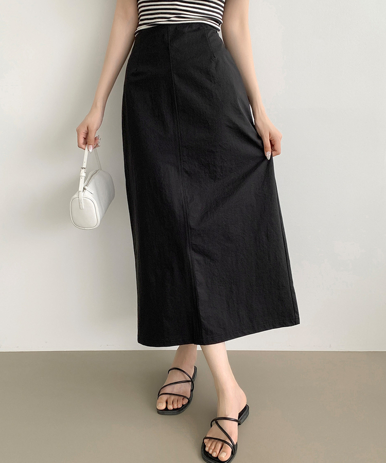【丈別】バックスリットHラインロングスカート BLACK