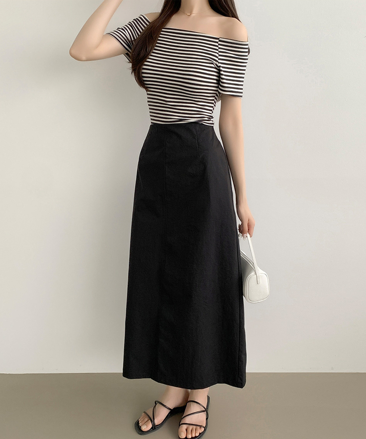 【丈別】バックスリットHラインロングスカート BLACK