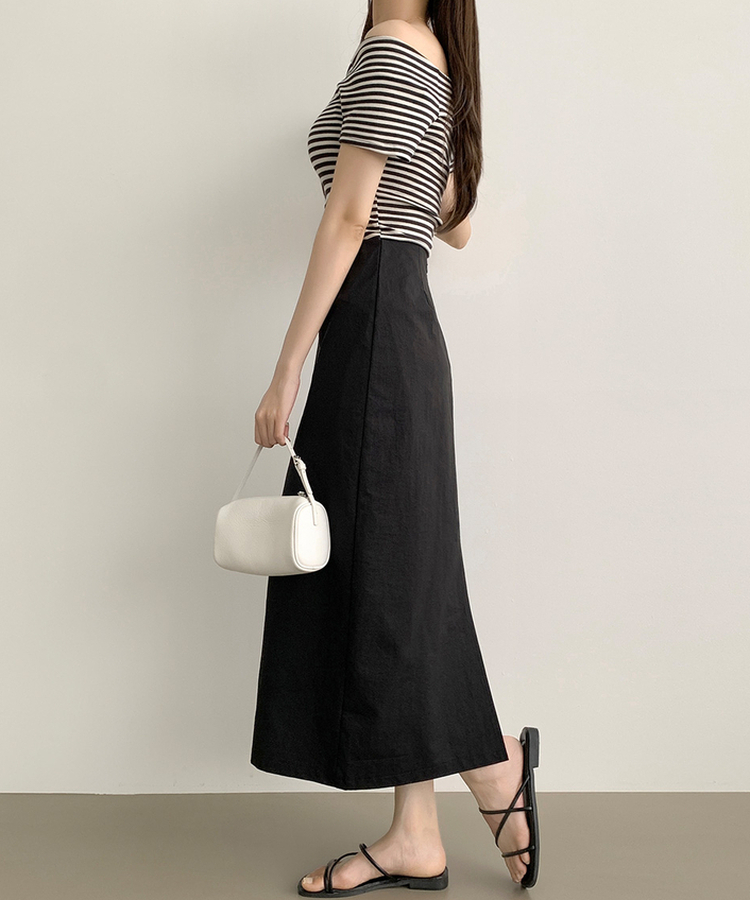 【丈別】バックスリットHラインロングスカート BLACK