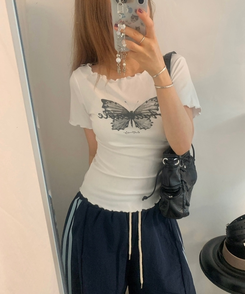 半袖Tシャツ バタフライウェーブオフTシャツ WHITE